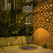 Outdoor Floor Lamps Solar Powered - 2 in 1 Waterproof Standing Lamp with Shelf, Metal Solar Lights Garden Decor Outside Table Lamp for Patio, Yard, Balcony, Farmhouse Decorations (49.2 inches Tall)